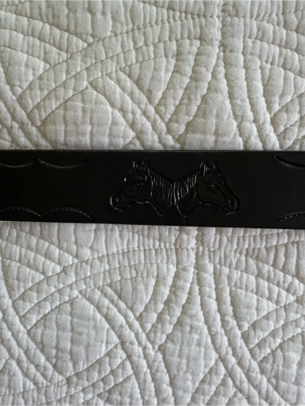 Women's Leather Belt with Horsehead Buckle 53”